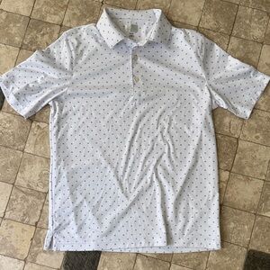 Greg Norman Collection White Polo with Blue Pattern
